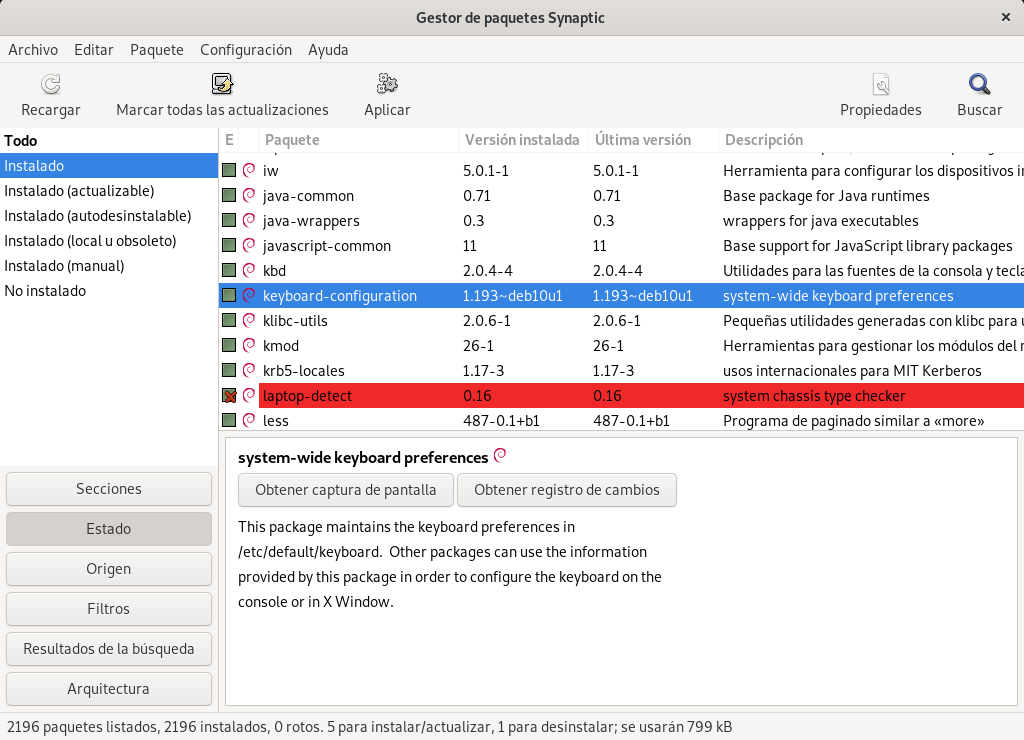 gestor de paquetes synaptic